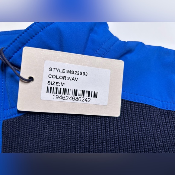 NWT Peter Millar Men Sweater M Cowes Navy Cotton Wool Rib Knit 1/4 Zip Pullover - Picture 7 of 13